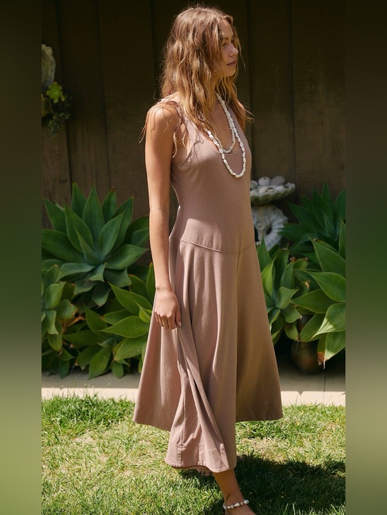 Free People Dresses & Skirts - Free People Beach Darcy Midi Dress- M- Taupe/Rose/Brown-MSRP $78